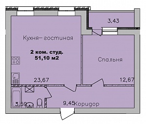 2-комнатная квартира | ЖК «Дивногорский» | 36.34